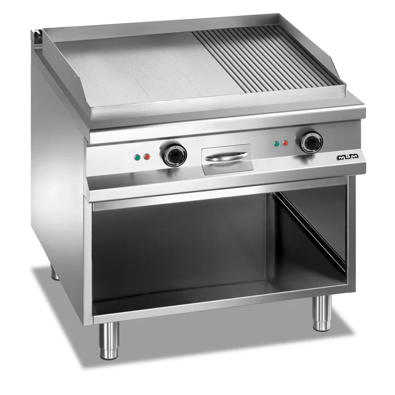 MBM Grillplatte ⅔ glatt und ⅓ gerillt mit Untergestell 12 / 16 kW