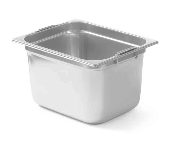 HENDI GN-Behälter mit einklappbaren Griffen – GN 1 / 2 – 6,25 l – 325 × 265 × H 100 mm