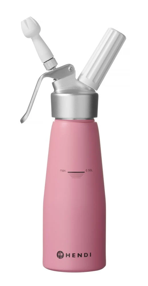 HENDI Sahnespender – 0,5 l – Pastellrosa – Ø 80 × H 260 mm