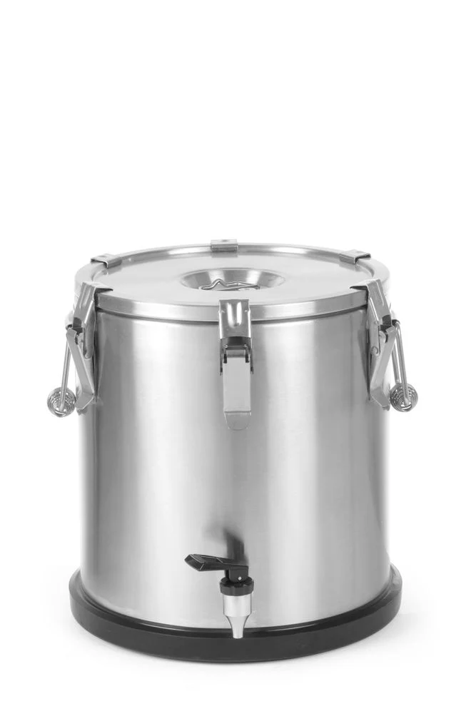 HENDI Isolierter tragbarer Behälter - mit Ablasshahn – Profi Line – 20 l – Silber – Ø 330 × H 360 mm