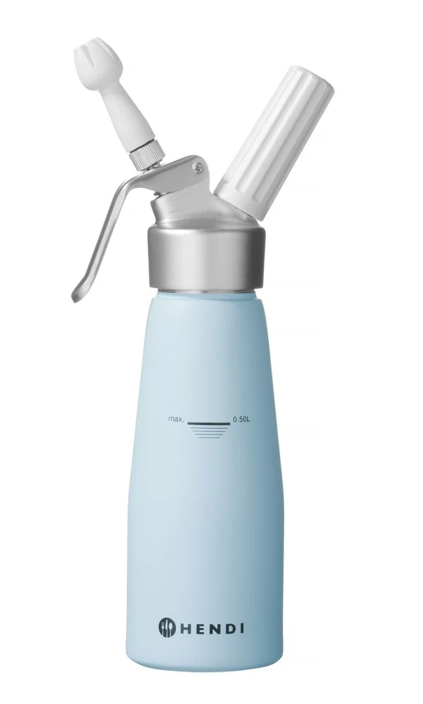 HENDI Sahnespender – 0,5 l – Pastellblau – Ø 80 × H 260 mm