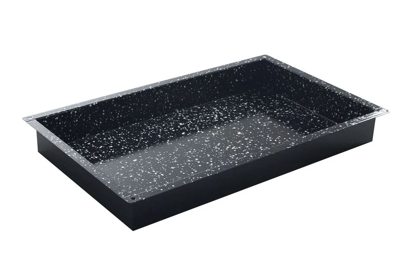 HENDI Gastronorm-Behälter, emailliert – GN 2 / 1 – Rechteckig – Schwarz – 530 × 650 × H 20 mm