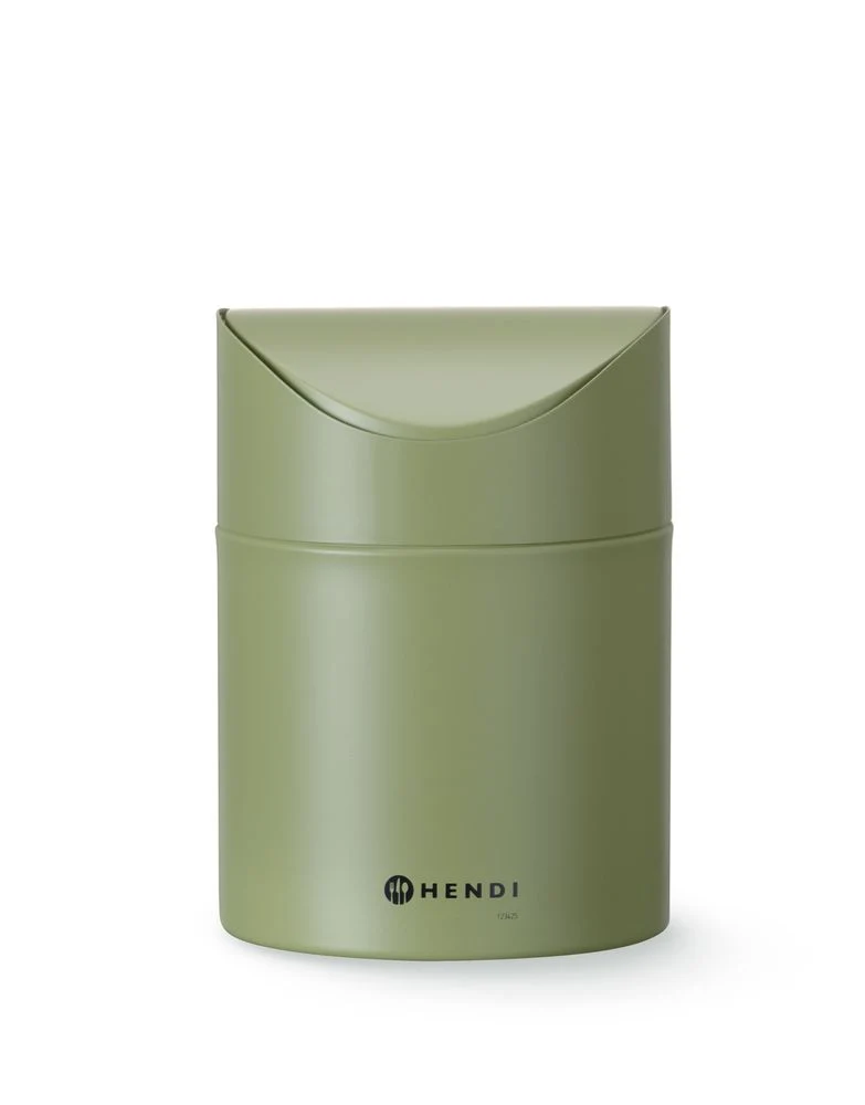 HENDI Tischabfalleimer mit Schwingdeckel – 1,2 l – Grün – Ø 120 × H 165 mm