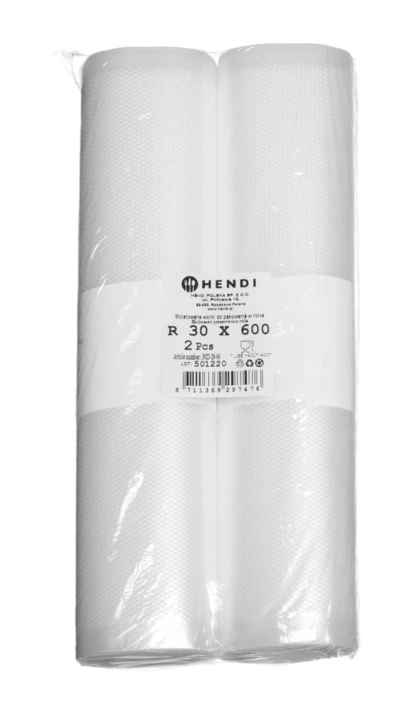 HENDI Geprägte Vakuumbeutelrolle für die Aufbewahrung von Lebensmitteln – 6000 × 300 mm – 2 Rollen