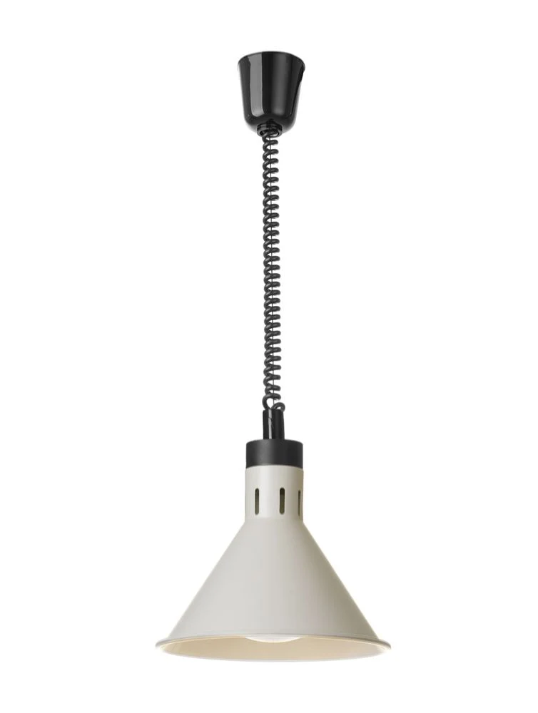 HENDI Höhenverstellbare Wärmelampe, konisch – 230 V / 375 W – Weiß – Ø 275 × H 250 mm