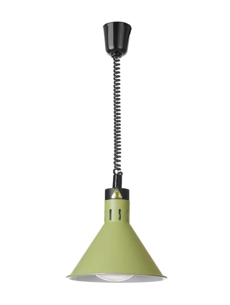HENDI Höhenverstellbare Wärmelampe, konisch – 230 V / 375 W – Grün – Ø 275 × H 250 mm