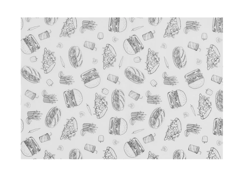 HENDI Einschlagpapier, fettdicht – Fastfood-Muster – 250 × 350 mm – 500 Stück