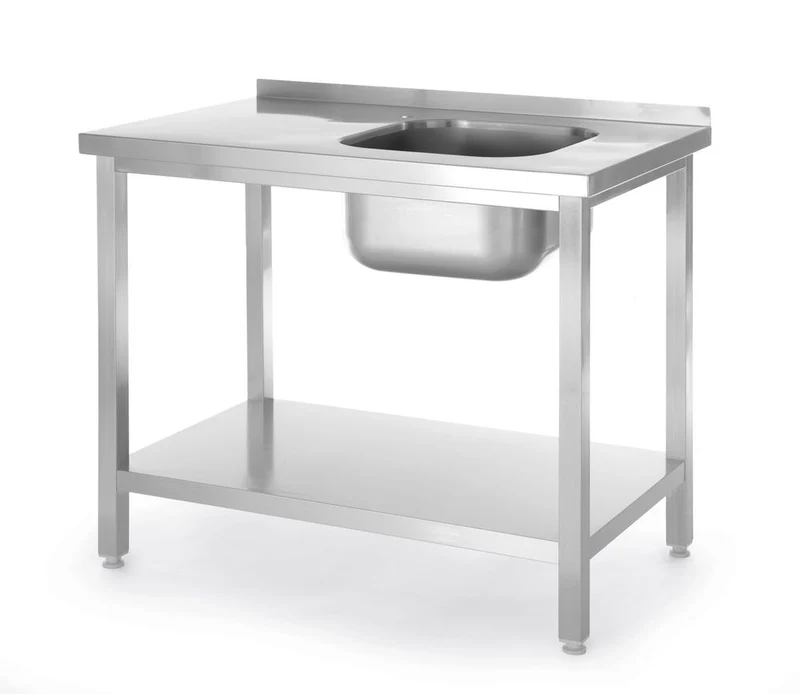 HENDI Spültisch mit Ablage, verschraubt – Kitchen Line – Spülbecken auf der linken Seite – 1000 × 600 × H 850 mm