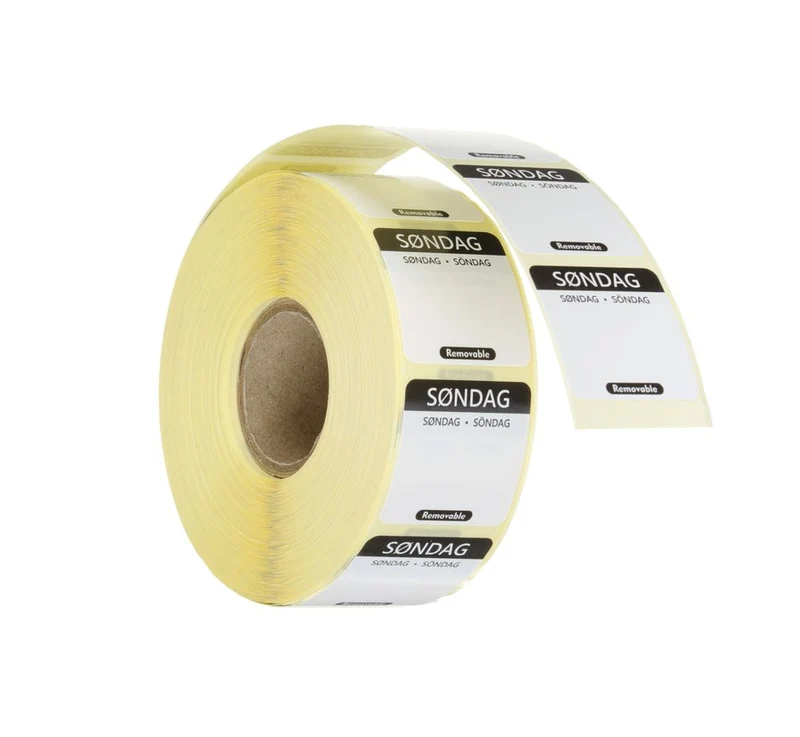 HENDI Täglich anwendbare Lebensmittelsicherheitsetiketten – Sonntag – Schwarz – 25 × 25 mm – 1000 Stück