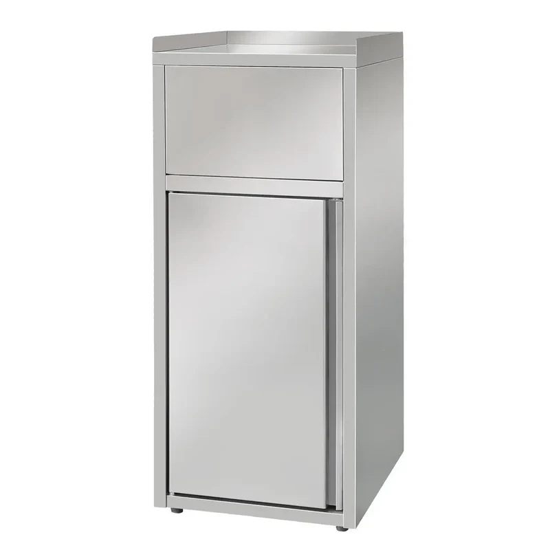 Müllbox aus Edelstahl mit Tonne 60L 50x53x120cm
