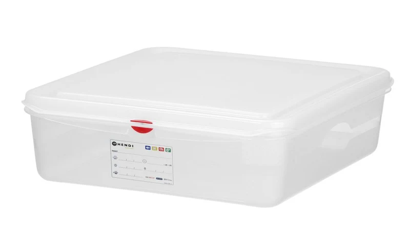 HENDI GN 1 / 1 Behälter, Polypropylen – 13 l – Transparent – Rechteckig – 530 × 325 × H 100 mm