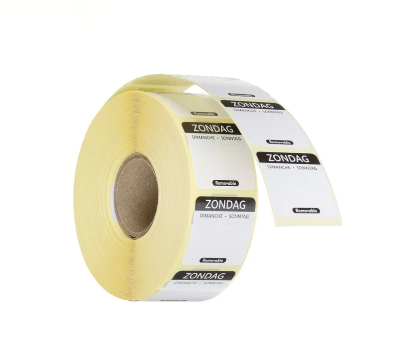 HENDI Täglich anwendbare Lebensmittelsicherheitsetiketten – Sonntag – Schwarz – 25 × 25 mm – 1000 Stück