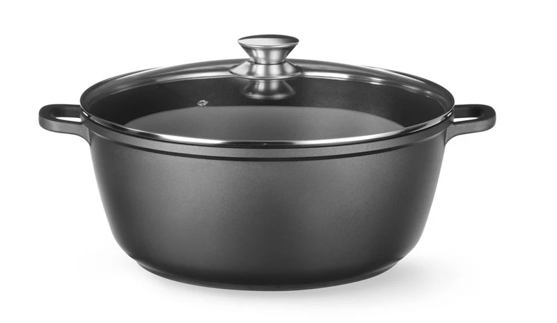 HENDI Kasserolle mit Antihaft-Beschichtung – 7 l – Schwarz – 367 × 290 × H 122 mm