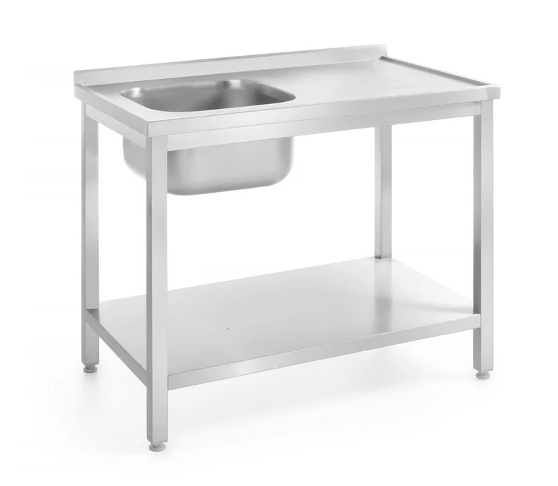 HENDI Waschtisch mit Ablage – verschraubt, Tiefe 600 mm – Profi Line – Spüle links – 1000 × 600 × H 850 mm