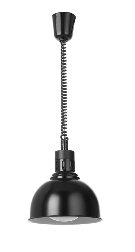HENDI Höhenverstellbare Wärmelampe, kuppelförmig – 230 V / 250 W – Schwarz – Ø 250 × H 207 mm