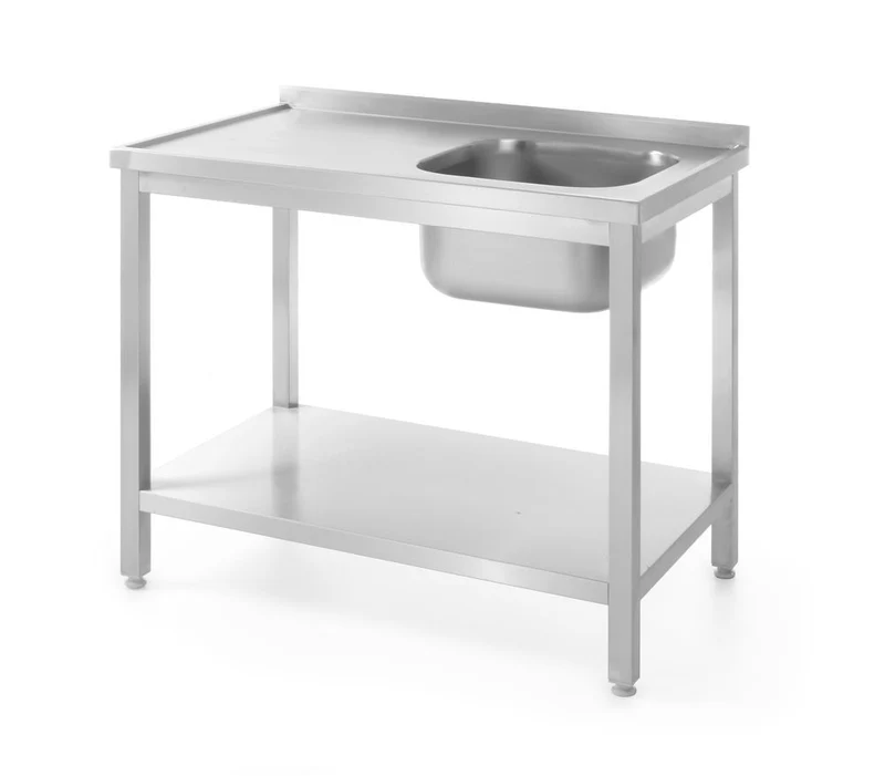 HENDI Waschtisch mit Ablage – verschraubt, Tiefe 600 mm – Profi Line – Spüle rechts – 1000 × 600 × H 850 mm
