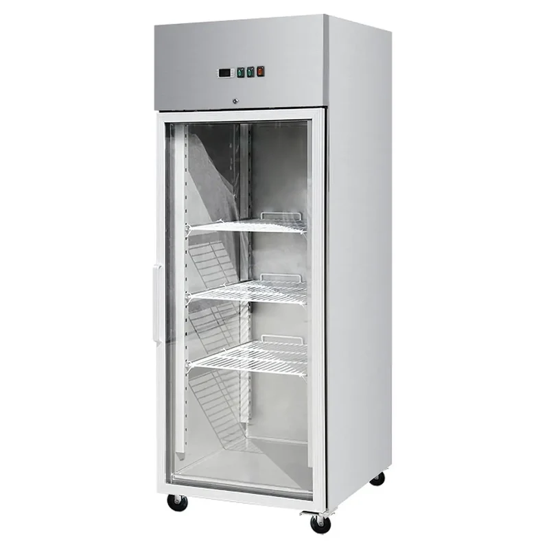 Edelstahlkühlschrank mit Glastür 610 Liter GN2/1