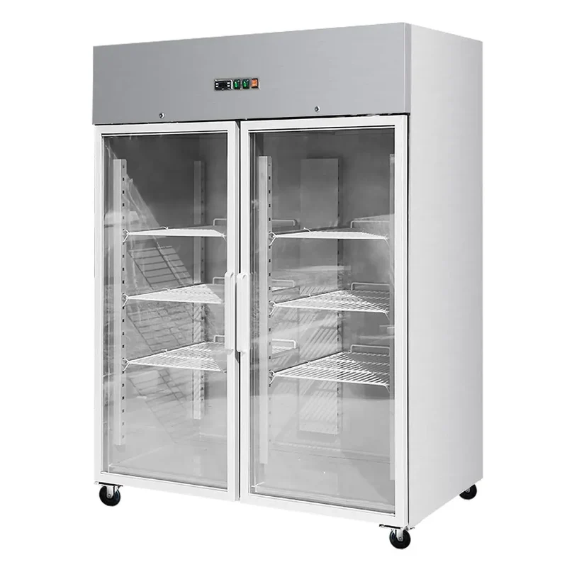 Edelstahlkühlschrank mit Glastür 1333 Liter GN2/1