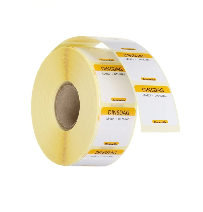 HENDI Täglich anwendbare Lebensmittelsicherheitsetiketten – Dienstag – Gelb – 25 × 25 mm – 1000 Stück