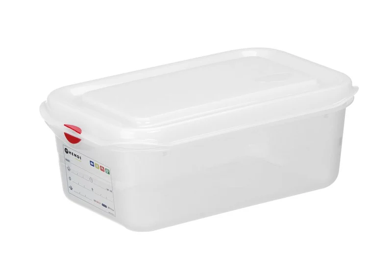 HENDI Behälter GN 1 / 4 Polypropylen – 2,8 l – Transparent – Rechteckig – 265 × 162 × H 100 mm