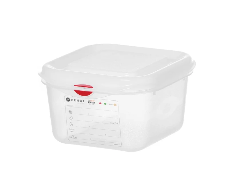 HENDI GN 1 / 6 Behälter, Polypropylen – 1,7 l – Transparent – Rechteckig – 176 × 162 × H 100 mm