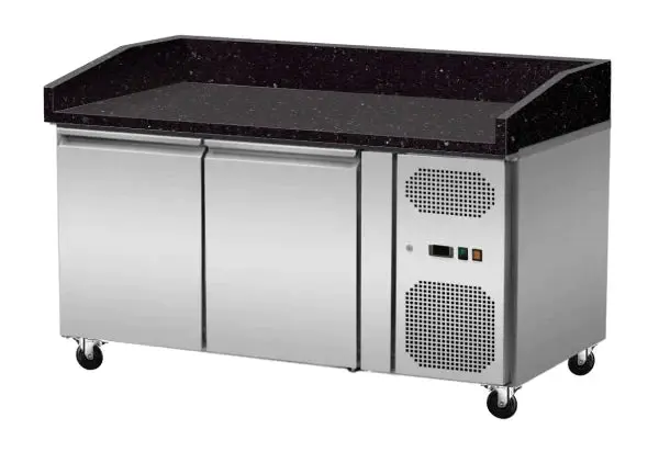Pizzakühltisch Granit schwarz 2 Türen 150 cm