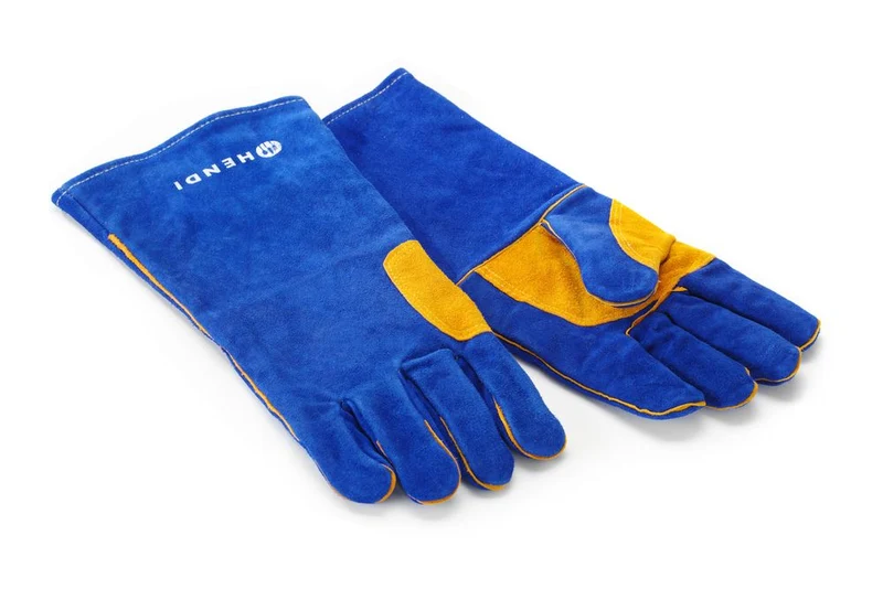 HENDI Hitzebeständige Handschuhe, Leder – Blau – 2 Stück