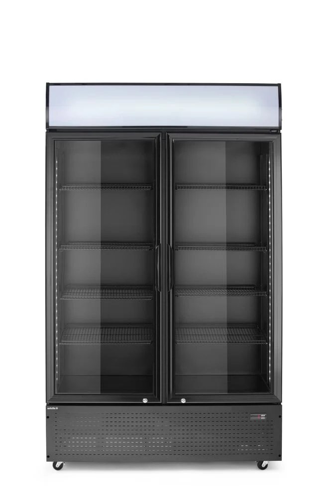 Arktic Rückwandkühlschrank mit hinterleuchteter Blende, zweitürig – 512 l – 230 V / 510 W – Schwarz – 585 × 1120 × H 1900 mm