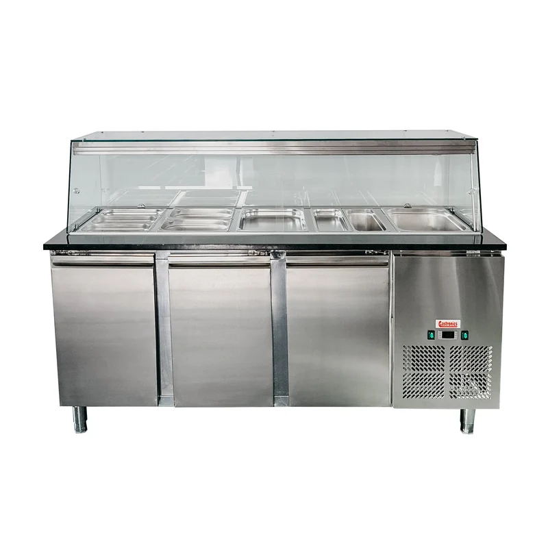 Salattheke Kühltheke Salatvitrine Glasaufsatz Dönertheke mit Verkleidung