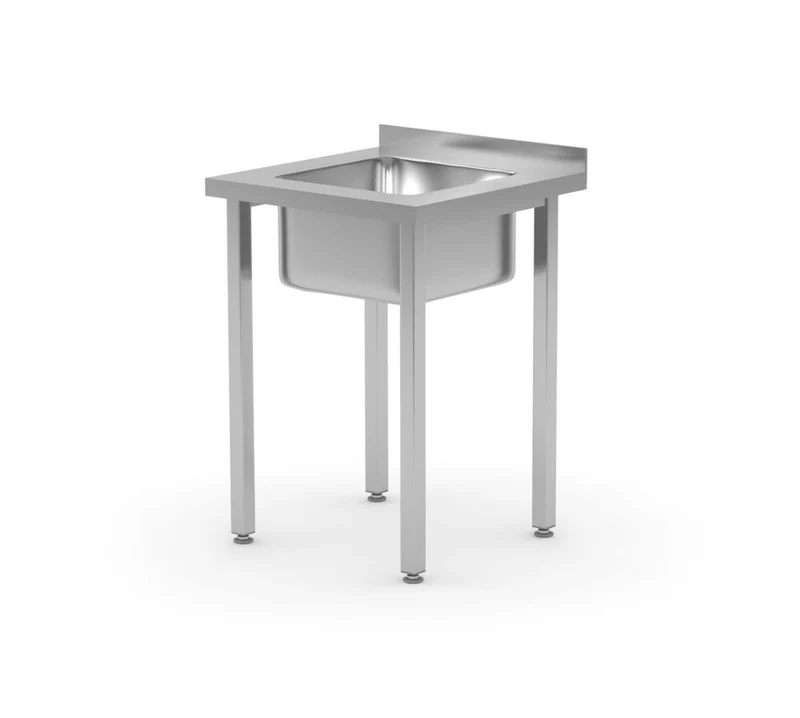 HENDI Spültisch, verschraubt – Kitchen Line – Waschbecken in der Mitte – 600 × 600 × H 850 mm