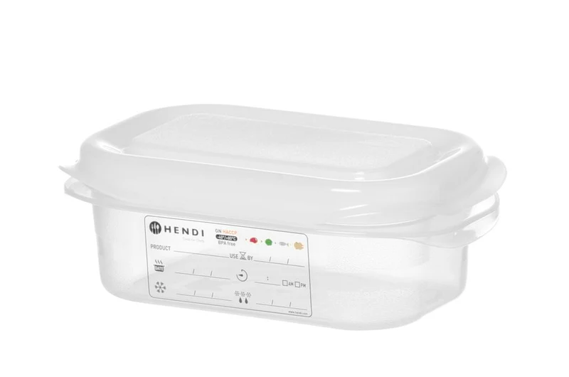 HENDI GN 1 / 9 Behälter, Polypropylen – 0,6 l – Transparent – Rechteckig – 176 × 108 × H 65 mm