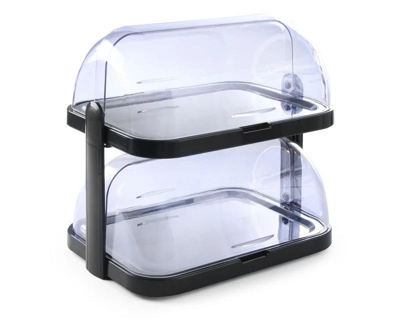 HENDI Roll-Top-Kühldisplay, doppelt – Dunkelgrau – 440 × 320 × H 440 mm