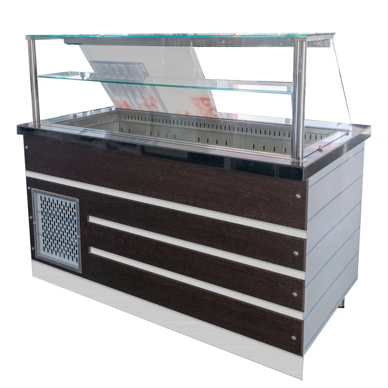 Salattheke SL-D-150 GW BRS TV Umluft Obere Lüftung Schwarz Granit 4x GN 1/1 Dekor Wenge 3