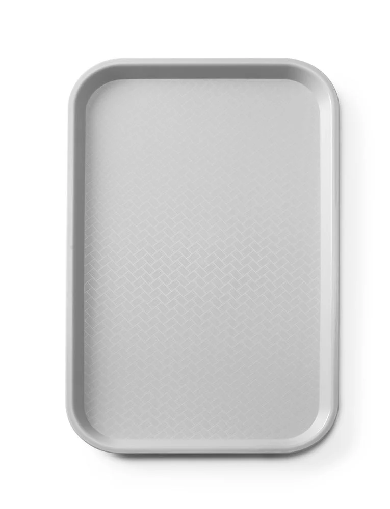 AmerBox Fast-Food-Tablett GN 1 / 1 Polypropylen – Rechteckig – Hellgrau – 530 × 325 × H 20 mm