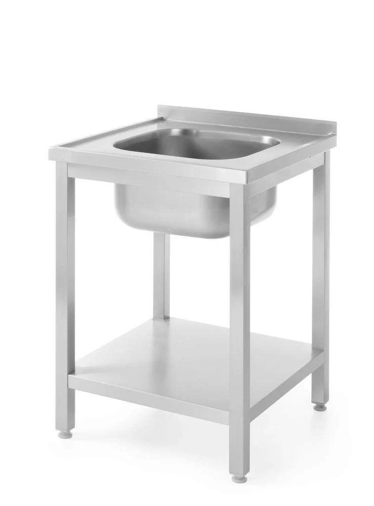 HENDI Waschtisch mit Ablage – verschraubt, Tiefe 600 mm – Profi Line – Zentriert – 600 × 600 × H 850 mm