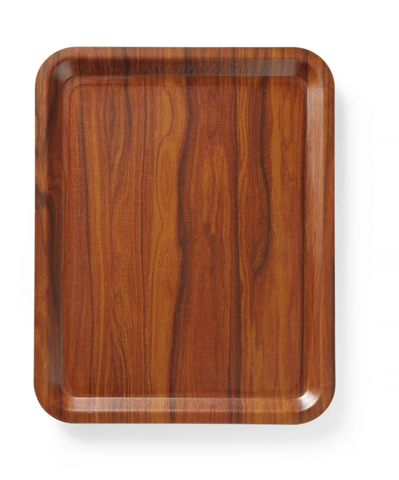 AmerBox Serviertablett, rechteckig, rutschfest, laminiert – Mahagoni – 460 × 360 mm