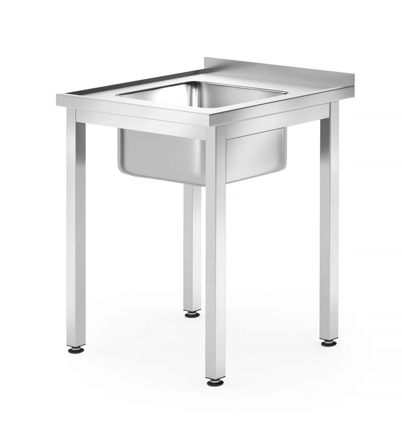 HENDI Spültisch – verschraubt, Tiefe 600 mm – Profi Line – Waschbecken in der Mitte – 600 × 600 × H 850 mm