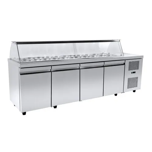Gastronics Salattheke mit Kassentisch Premium – Kühltheke mit extra breiter Arbeitsfläche 235 x 70 x 125 cm, 80 cm Arbeitsfläche