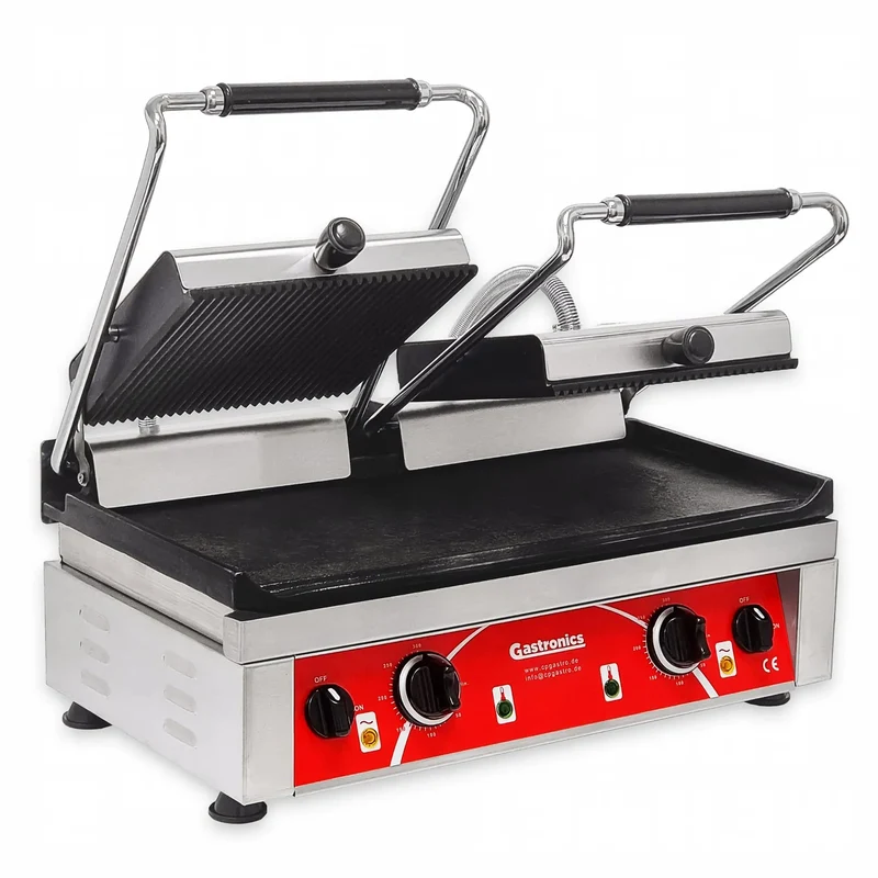 Gastronics KG5530DG Doppel Kontaktgrill – Profi Grill Toaster mit gerillten oberen und glatten unteren Grillplatten