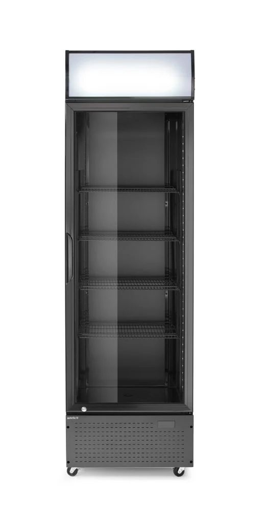 Arktic Eintüriger Kühlschrank mit hinterer Bar und hinterleuchteter Blende – 254 l – 230 V / 250 W – Schwarz – 605 × 578 × H 1980 mm