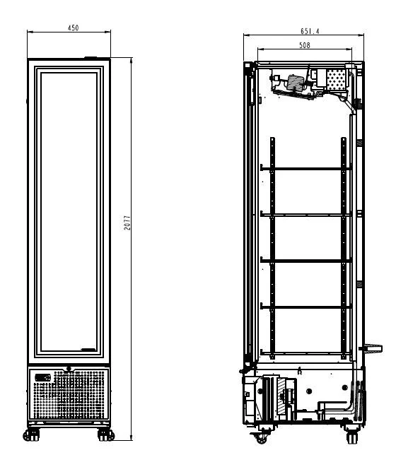 Kühlschrank mit 1 Glastür, schwarz, 348 Liter