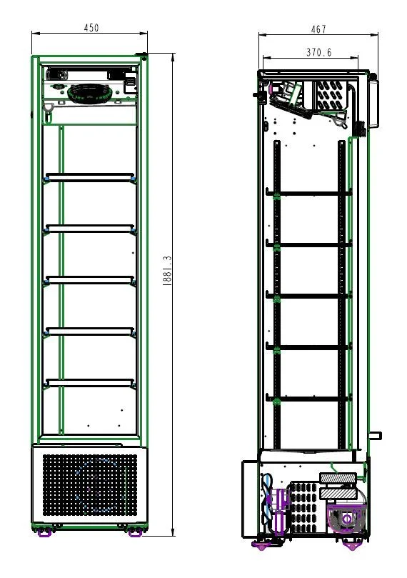 Kühlschrank 1 Glastür schwarz 221 Liter
