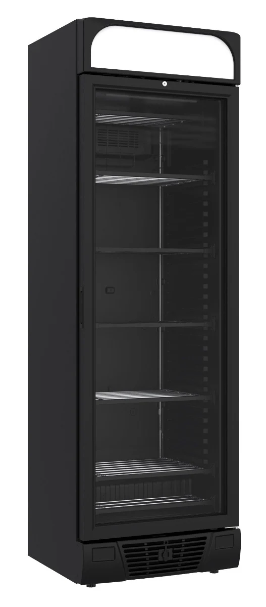 Tiefkühlschrank 1 Glastür, schwarz, 382 Liter