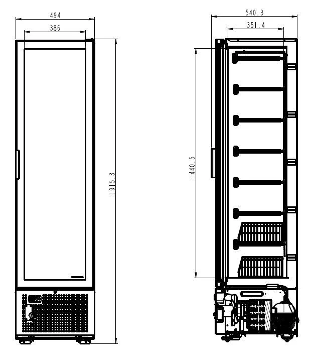 Tiefkühlschrank 1 Glastür, 221 Liter