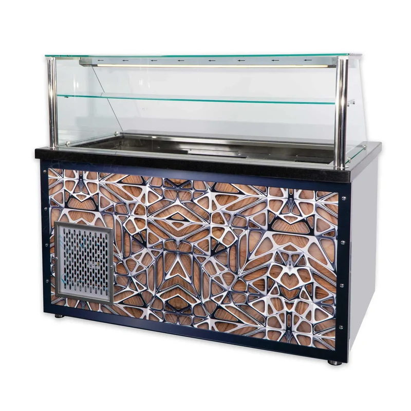Salattheke mit Aufsatzvitrine LED Beleuchtung Dekor 150 cm