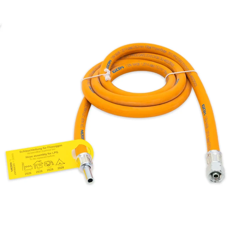 GOK Propan Gas Schlauch 1/4" RST 8 / 2 Meter Länge