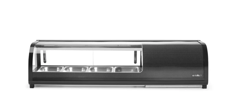 Arktic Sushi-Vitrine – GN 1 / 3 – 230 V / 190 W – Schwarz – 426 × 1177 × H 296 mm