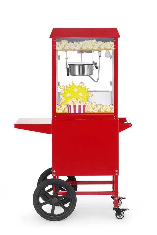 HENDI Popcorn-Maschine mit Fahrgestell – 230 V / 1155 W – Rot – 940 × 510 × H 1553 mm