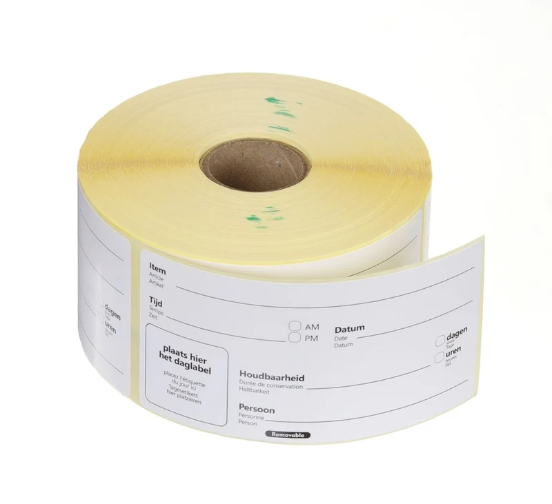 HENDI Lebensmittelrotationsetiketten, mehrfach verwendbar, leicht entfernbar – Weiß – 100 × 50 mm – 500 Stück