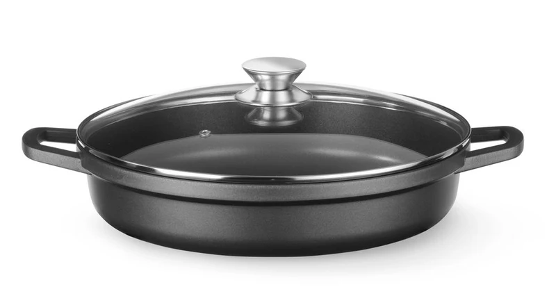 HENDI Kasserolle mit Antihaft-Beschichtung – 4,3 l – Schwarz – 425 × 332 × H 70 mm